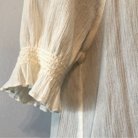 Madewell Short Puff Sleeve Off White Round Neck Button Down Top Size M - Picture 5 of 6